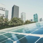 Solar panels used to generate renewable energy for a city